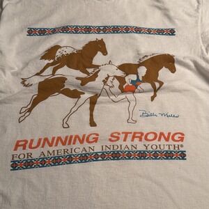 VTG Screen Stars Single Stitch 80's Billy Mills Olympic Runner T-Shirt XL Horses